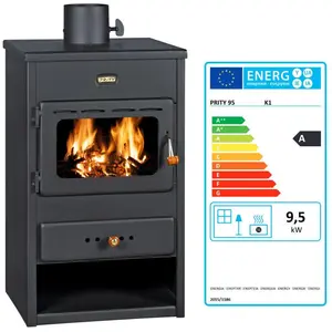 Prity K1 Kaminofen 9,5 kW A | Kompakter Holzofen graphitschwarz günstig