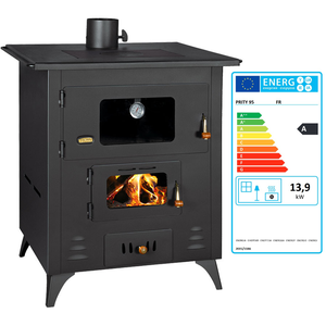 Prity FR Holzherd 13,9 kW mit großem Backofen & Thermometer, Metallpla... günstig