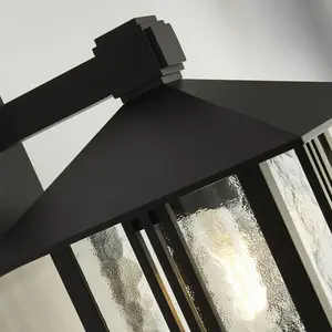 Außenwandleuchte Venice, schwarz, Höhe 36 cm, Metall/Glas