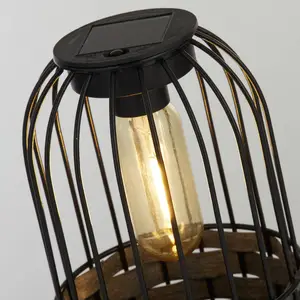 Solar-LED-Terrassenleuchte Tahoa, 26cm, grau, Rattan, IP44