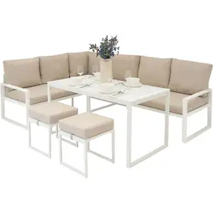 MonsterShop Aluminium 5-teiliges Ecksofa-Set mit schwarzer Rattan-Aufb... günstig