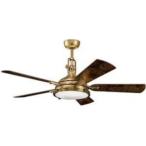 KICHLER Elstead Lighting Hatteras Bay leiser Deckenventilator mit LED Licht Ø142cm + Fernbedienung, Ventilator, Bronze günstig