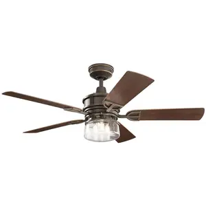 KICHLER Elstead Lighting Lyndon Patio leiser Deckenventilator mit 3x E27 Fassung Ø132cm + Fernbedienung, Ventilator, Bronze günstig