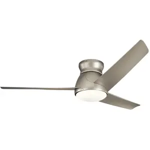 KICHLER Elstead Lighting Eris leiser Deckenventilator mit LED Licht Ø152cm IP44 Aussenbereich + Fernbedienung Nickel, Ventilator, Silber günstig