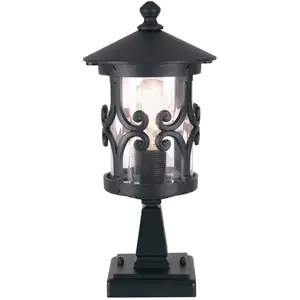 Sockellampe Hereford, schwarz, Aluminium, Glas, Höhe 34 cm