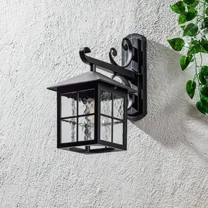 Außenwandleuchte Winchester BL19, schwarz/klar, IP43, Glas