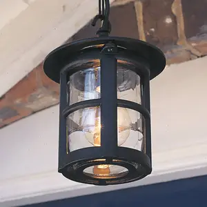 Außen-Hängeleuchte Hereford, schwarz/klar, IP43