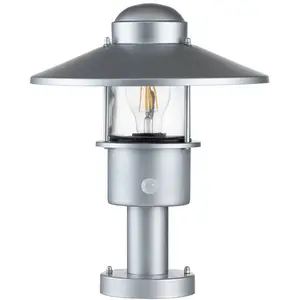 Elstead Klampenborg Außen-Stehleuchte Sensor E27 32cm Silber IP44