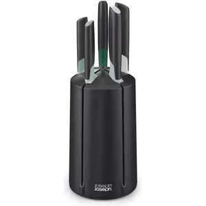 Joseph Joseph 5-tlg. Elevate Sage Messer Karussell, H 35cm, Messerblock, Schwarz, Grün