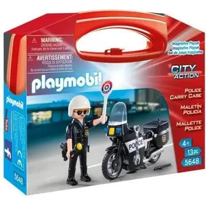 PLAYMOBIL Polizei Motorrad-Koffer, Polizist Figur, 13 Teile, Ab 4 Jahr...