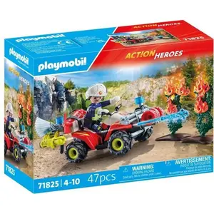 PLAYMOBIL Feuerwehrmann mit Quad, mit brennenden Bäumen, Figur und Zub...