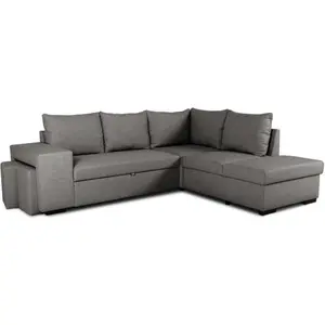CASAPY MITCHELL Reversibles Ecksofa 4-Sitzer anthrazit, umbaubar zum 140x200 cm Bett, Stauraum & USB günstig