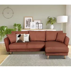 Wendbares Ecksofa mit Schlaffunktion   3/4-Sitzer   CLAUDIUS   Stoff: Cord in Terrakotta   Stauraum   244 x 158 x 86 cm günstig