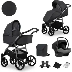 Kunert 3in1 MATA Babywagen Anthrazit/Graphit mit Tragetasche, Sportsitz und Autositz günstig