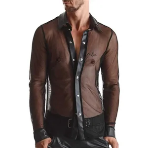 Regnes Fetish Planet Langarmhemd Netzhemd Cesare Clubwear schwarz M günstig