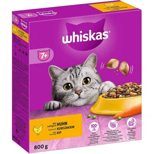 Whiskas WHISKAS® Karton Trocken 7+ mit Huhn 800g, Trockenfutter für: K...