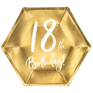 partydeco Pappteller, Pappteller 18th Birthday! 20cm gold 6er Set günstig