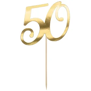partydeco Tortenstecker, Cake Topper "50" gold 20,5cm günstig