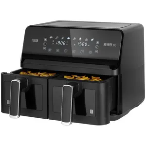 Teesa TSA8089 Heißluftfritteuse mit zwei Kammern, 8 l, 2700 W, schwarz