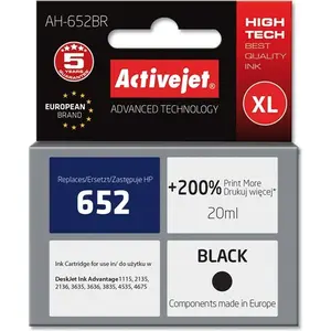 Activejet AH-652BR Tintenpatrone (Ersatz für HP 652 F6V25AE; Prämie; 20ml; schwarz), Hohe (XL-) Ausbeute, Schwarz, Tinte auf Pigmentbasis, 20 ml, 1 Stück(e), 1080 Seiten günstig