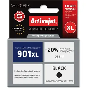 Activejet AH-901BRX Tintenpatrone (Ersatz für HP 901XL CC654AE; Prämie; 20 ml; schwarz), Hohe (XL-) Ausbeute, Schwarz, Tinte auf Pigmentbasis, 20 ml, 1 Stück(e), Einzelpackung günstig