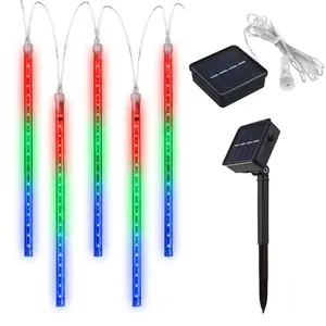 Maclean Solar LED Eiszapfen Lichterkette 144 LED 8x Eiszapfen RGB Lich...