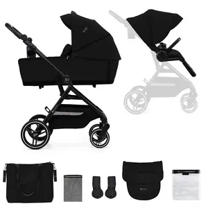 Kinderkraft YOXI 2-in-1 Kinderwagen bis 27 kg - Babywanne & Sportaufsatz - leicht - pannensichere Räder - TRAVEL SYSTEM - Schwarz günstig