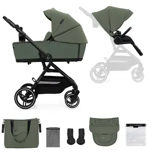 Kinderkraft YOXI 2-in-1 Kinderwagen bis 27 kg - Babywanne & Sportaufsatz - leicht - pannensichere Räder - TRAVEL SYSTEM - Grün günstig