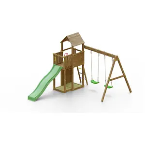 Fungoo Spielturm "Boomer 3" KDI mit Rutsche, Doppelschaukel, Leiter, G...