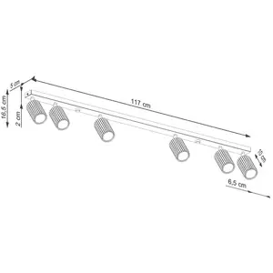 Sollux Deckenstrahler Karbon, schwarz, Länge 117 cm, Alu, 6-flg. günstig