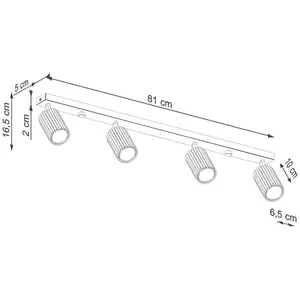 Sollux Deckenstrahler Karbon, weiß, Länge 81 cm, Aluminium, 4-flg. günstig