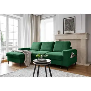 MIUFORM Lofty Lilly - Ecksofa mit Bettfunktion und Bettkasten L-FORM LINKS - 236x148cm - Smaragdgrün - Sofa Schlafsofa Couch günstig