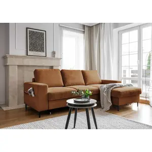 MIUFORM Lofty Lilly - Ecksofa mit Bettfunktion und Bettkasten L-FORM RECHTS - 236x148cm - Ziegelrot - Sofa Schlafsofa Couch günstig
