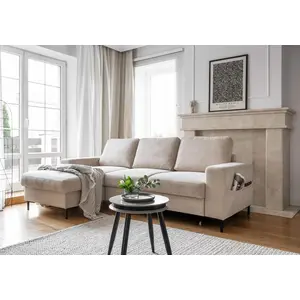 MIUFORM Lofty Lilly - Ecksofa mit Bettfunktion und Bettkasten L-FORM LINKS - 236x148cm - Beige - Sofa Schlafsofa Couch günstig