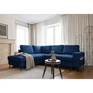 MIUFORM Lofty Lilly Ecksofa mit Bettfunktion L-FORM LINKS 237 x 197 cm - Marineblau - Sofa Schlafsofa Couch günstig
