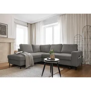 MIUFORM Lofty Lilly Ecksofa mit Bettfunktion L-FORM LINKS  237 x 197 cm - Hellgrau - Sofa Schlafsofa Couch günstig
