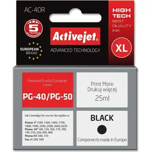 Activejet AC-40R Tintenpatrone (Ersatz für Canon PG-40/PG-50; Prämie; 25ml; schwarz), Hohe (XL-) Ausbeute, Schwarz, Tinte auf Pigmentbasis, 25 ml, 1 Stück(e), Einzelpackung günstig