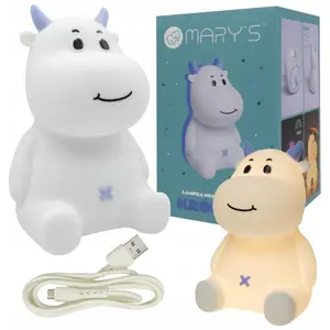 Mary's Nachttischlampe LED für Kinder, Kuh-Motiv, Blau, Silikon, mit T...