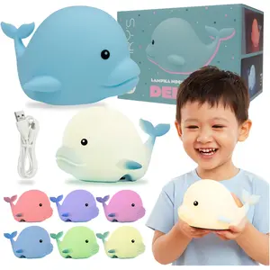 Mary's Nachttischlampe LED, Delphin-Motiv, für Kinder, aus Silikon, RG...