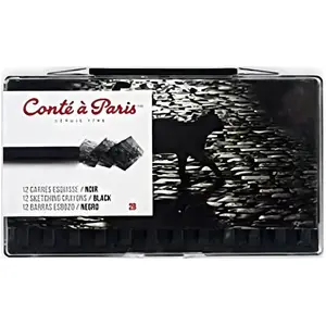 Winsor & Newton, Malstifte, Black 2B Sketch Carre Crayon Cap In Plastic Box (12x)