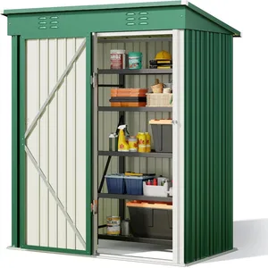 Bealife Metall Gerätehaus, Geräteschuppen mit 1m², Anthrazit Gartenhaus Gerätehaus Pultdach, Fundamentrahmen,180x95x162cm, CC21 günstig