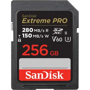 Sandisk Extreme PRO UHS-II V60 (256 GB, SDXC, U3, UHS-II), Speicherkarte, Schwarz