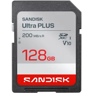 Sandisk SDXC Ultra PLUS 128GB (UHS-I,V10, U1, C10 (R200MB/s), HD) (128 GB, SDXC, U1, UHS-I), Speicherkarte