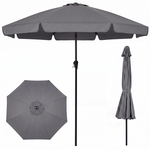 Costway Sonnenschirm 286 cm Gartenschirm mit Kurbel & 30° Knickbar Sonnenschutz Balkonschirm Grau