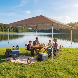 Costway Winterfester Pavillon mit UV Schutz 50+ & Tasche Wasserdicht Faltpavillon Pop Up Pavillon Braun günstig