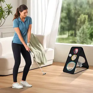Costway Doppelseitiges Golf-Chipping-Netz mit 5 Zielöffnungen & Dreieckige Struktur & Oxford Gewebe Ziel-Trainingssystem günstig