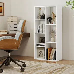 Costway 7-Würfel-Bücherregal freistehendes Würfelregal vertikal oder horizontal mit 7 Fächern Aufbewahrungregal Weiß günstig