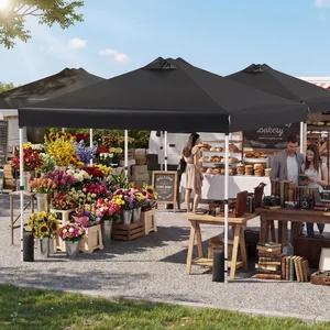 Costway 3 x 3 m Pop-Up Pavillon mit 4 Sandsäcken & Heringen & Seilen Faltpavillon Gartenpavillon Schwarz günstig