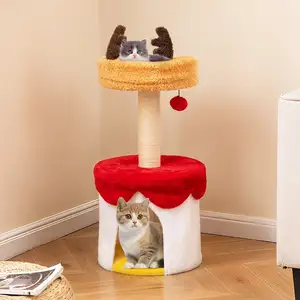 Costway Weihnachts-Kratzbaum mit Schlafplatz 80 cm moderner Katzenbaum mit Sisal-Kratzpfosten günstig