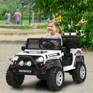 Costway 12V Kinder Elektroauto mit Fernbedienung & Licht & Musik Elektrisches Kinderfahrzeug Weiß günstig